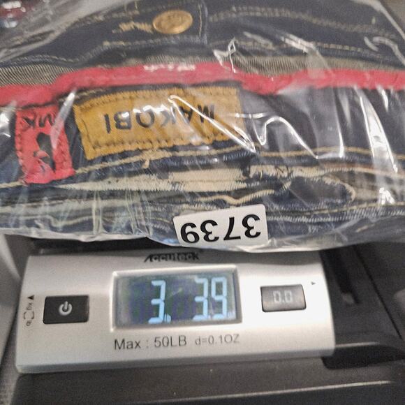 Makobi Moto Biker Jean Blue Acid Skinny Distressed Men's Big & Tall 60 x 33 3739 - Picture 9 of 9